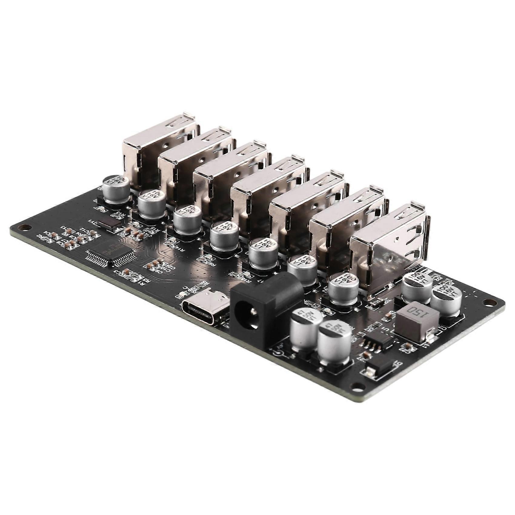 Usb 2.0 Hub-splitter Mit 1 Auf 7 Ports, Usb 2.0 Hub-modul Mit 1 Bis 7 Ports Und Stromanschluss (9–24 V), Plug & Play, Schwarz