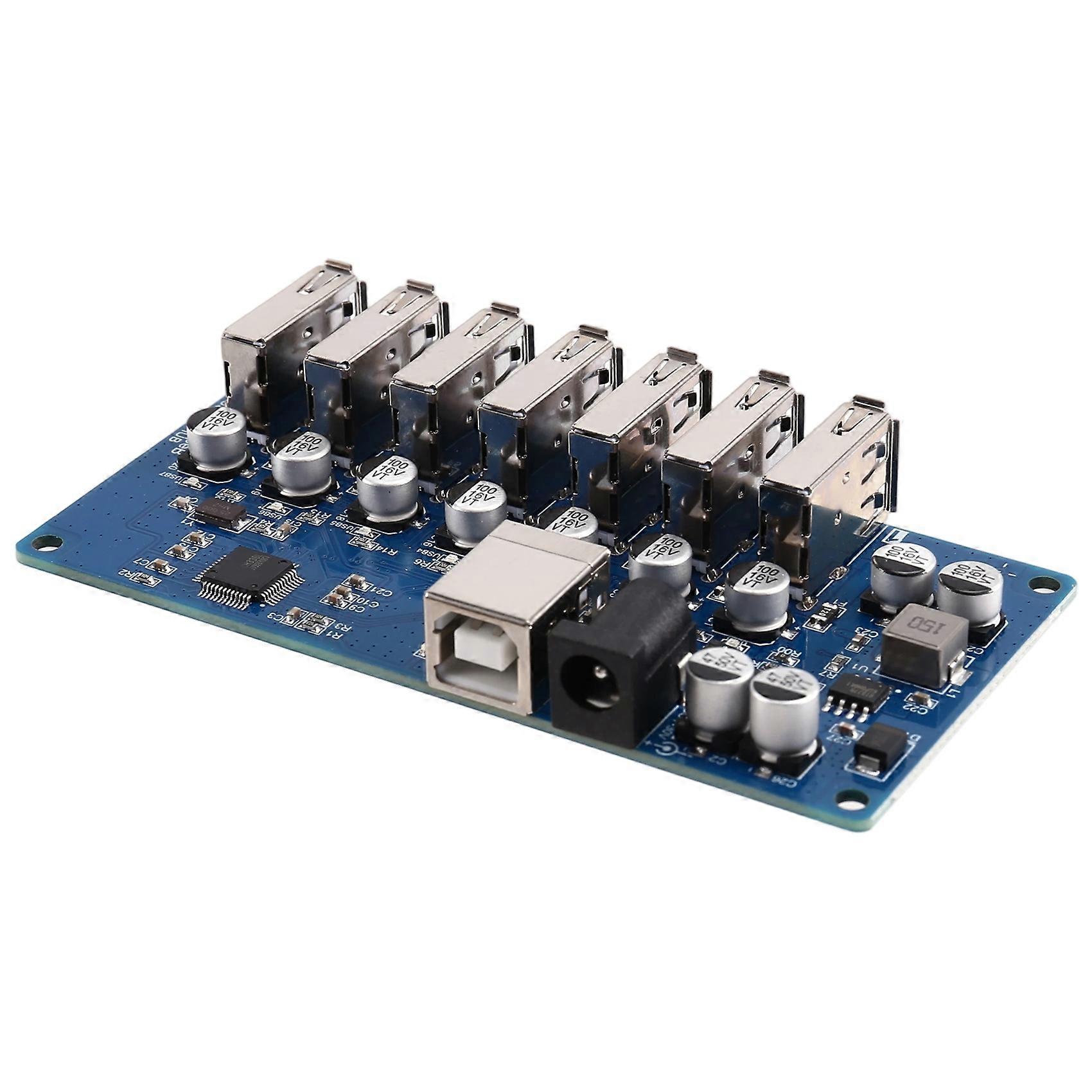 Usb 2.0 Hub-splitter Mit 1 Auf 7 Ports, Usb 2.0 Hub-modul Mit 1 Bis 7 Ports Und Stromanschluss (9–24 V), Einfache Installation (plug & Play), Blau