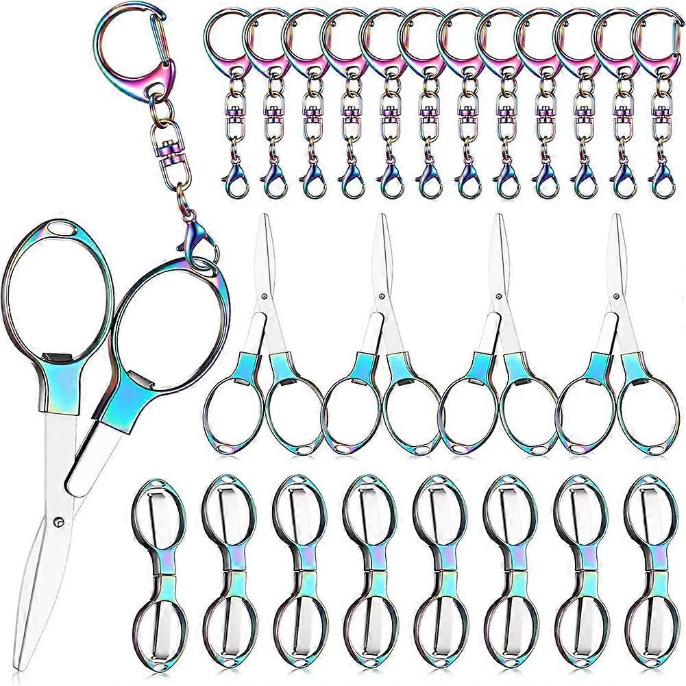 Set Mit 12 Klappbaren Edelstahlscheren Und 12 Schlüsselanhängern – Mini-sicherheitsscheren Für Unterwegs, Z. B. Für Krankenschwestern, Büro Und Bastelarbeiten.