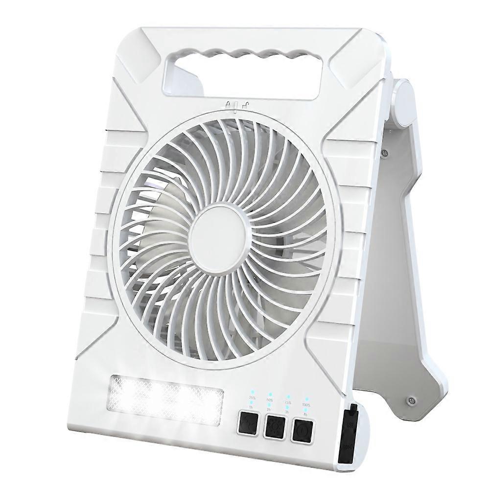 Tragbarer, Faltbarer Solarventilator Mit Led-laterne Für Camping, Angeln, Strand, Auto Und Outdoor-aktivitäten Zu Hause (weiß).
