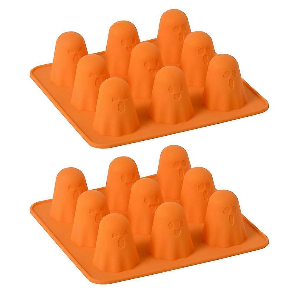 Silikonformen In Geisterform (2er-set), Antihaftbeschichtet, 3d-schokoladenformen Mit 9 Mulden, Niedliche Geisterform Für Gelee, Süßigkeiten, Kuchen Und Halloween