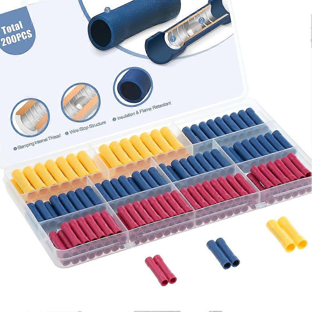200-teiliges Stoßverbinder-set Für Elektrische Leitungen, 22-10 Awg Crimp-anschlüsse, Vollständig Isolierte Verkabelung