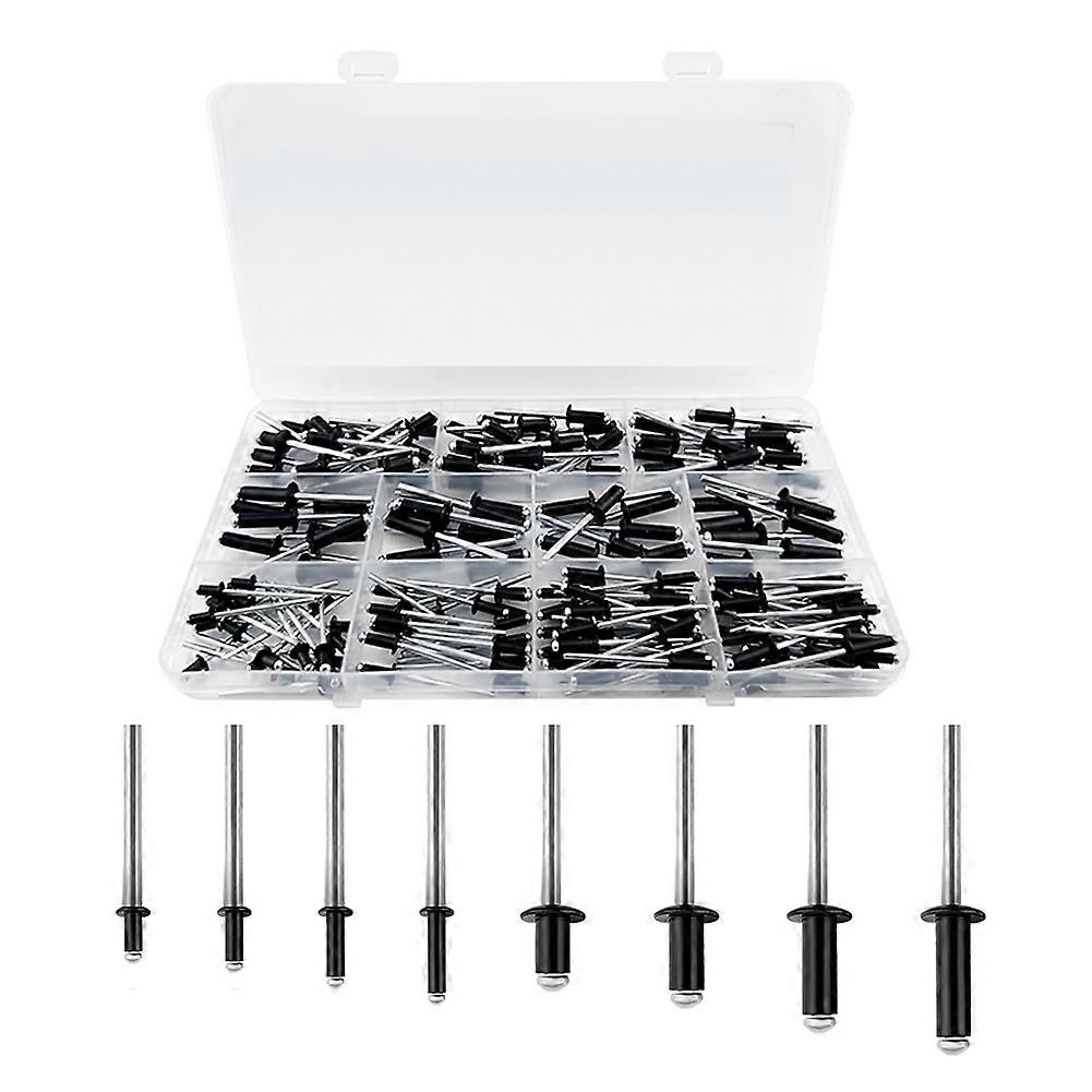Sortimentssatz Mit 210 Schwarzen Blindnieten In Den Größen 3/16 Und 1/8 Zoll, Aluminiumnieten In 8 Verschiedenen Größen, Aluminium-blindnieten