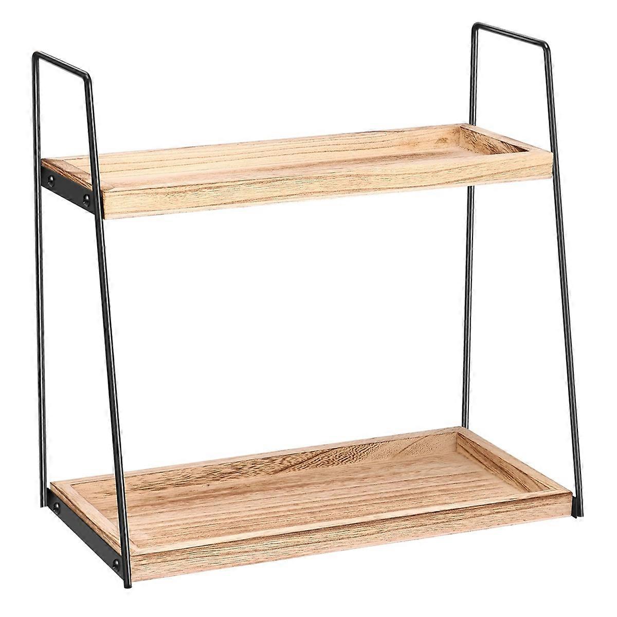 Zweistöckiges Holzregal Zur Aufbewahrung Von Badezimmerartikeln, Kosmetik Und Accessoires, Großes Fassungsvermögen