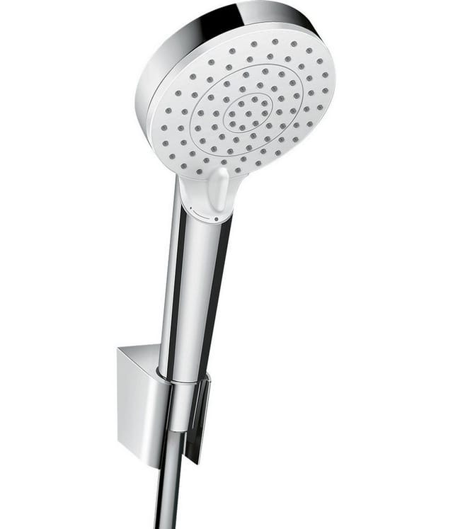 Hansgrohe - Crometta - Brausegarnitur Vario 9 l/min, mit Halter Porter, 2 Strahlen, weiß / verchromt 26693400