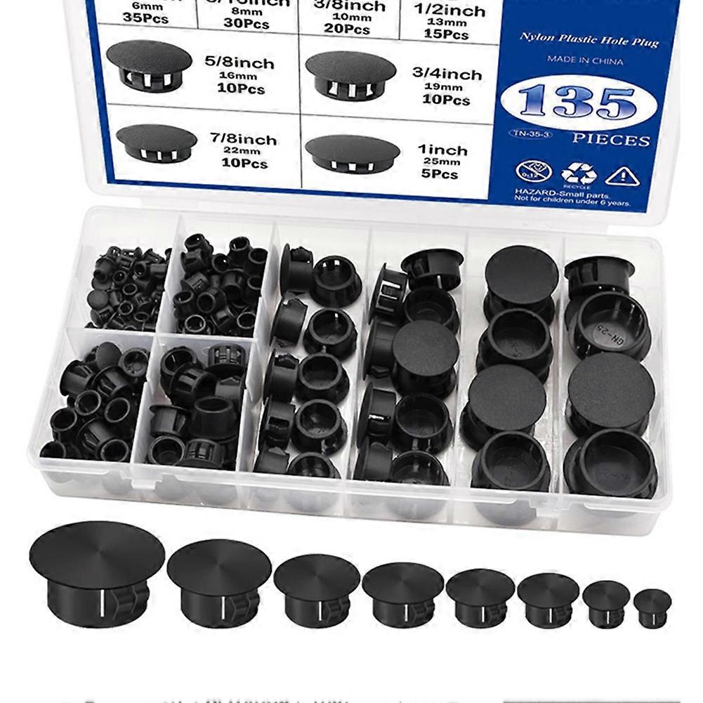 135 Runde Nylonstopfen, 8 Verschiedene Größen, Für Bohrlöcher, Möbel- Und Schrankendkappen Und -einsätze, Beschläge Und Industriestopfen