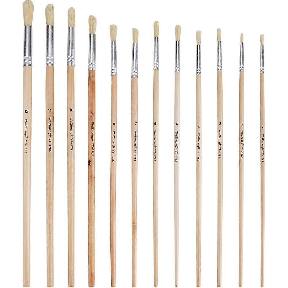 Set Mit 12 Holzschablonenpinseln, Pinsel Zum Malen Von Schablonen Auf Holz, Zum Bemalen Von Holzwandmodellen, Acrylfarbe Und Ölfarbe.