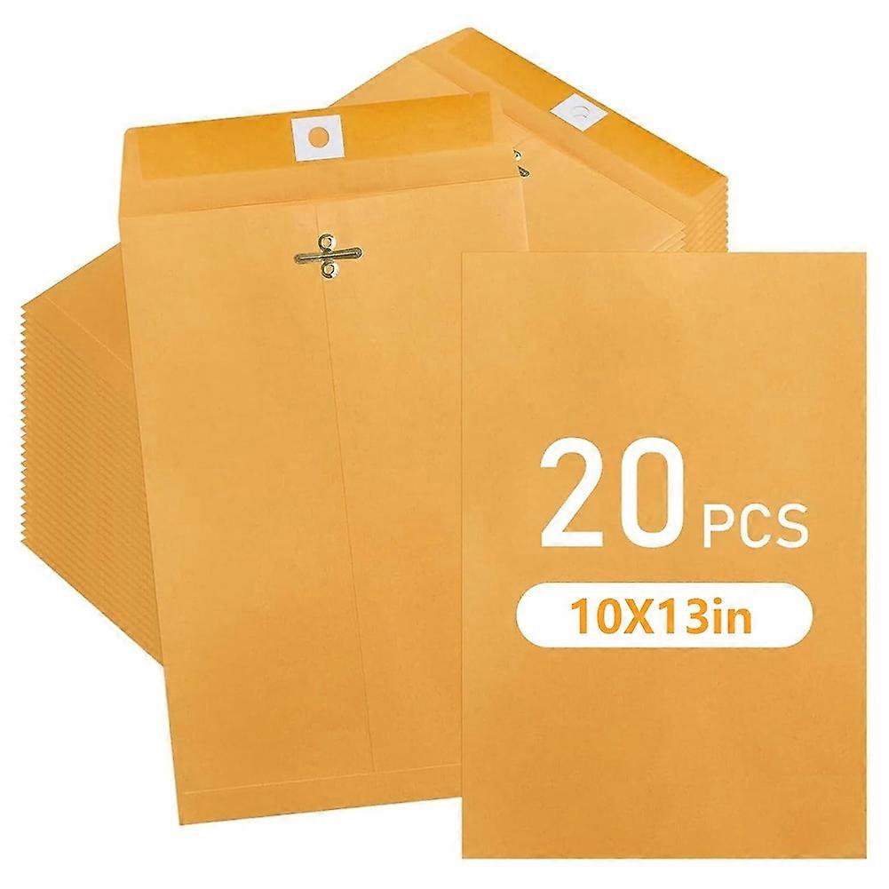 Packung Mit 20 Kraftpapier-umschlägen, 10 X 13 Zoll, Mit Klammerverschluss Und Gummierung, Für Büro, Schule Und Zuhause