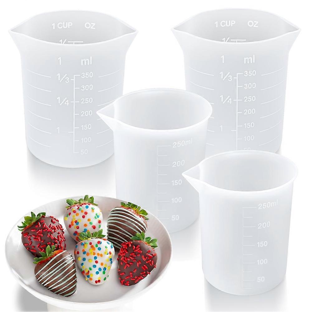 Silikonbecher Zum Schmelzen Von Schokolade, Set Mit 4 Silikonmessbechern Von 250 Und 350 Ml, Zur Herstellung Von Selbstgemachten Schokoladenformen.