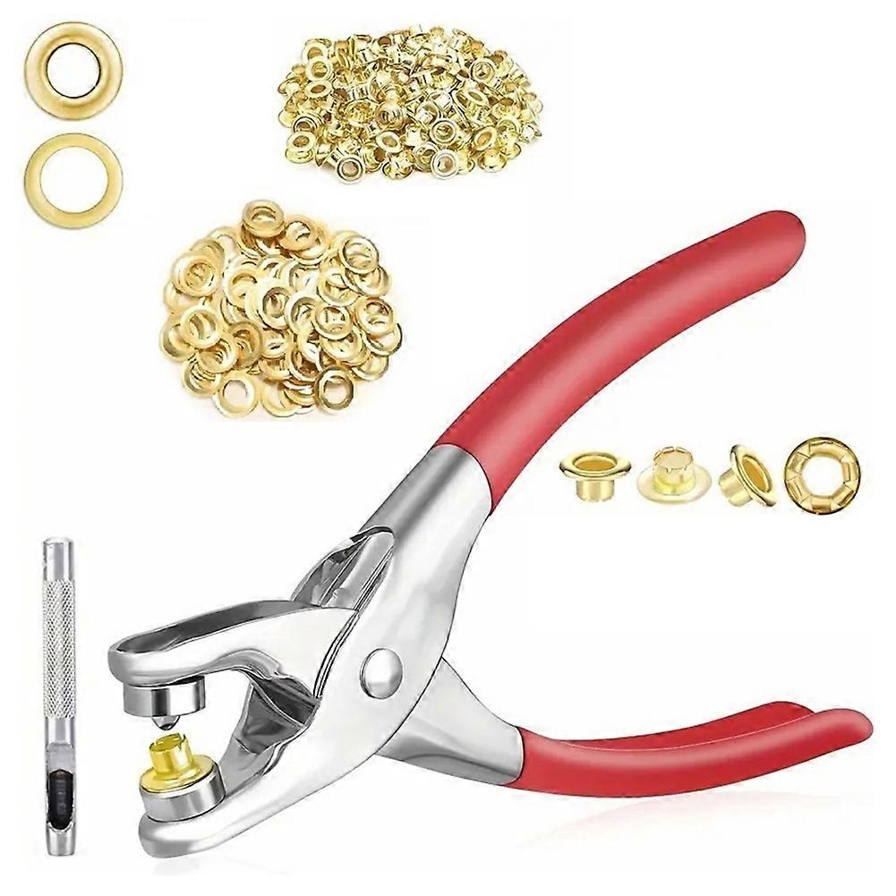 Ösenzangen-set (6 Mm), Inklusive 100 Metallösen Und Lochzange. Ideal Zum Anbringen Von Ösen An Leder Und Stoff.