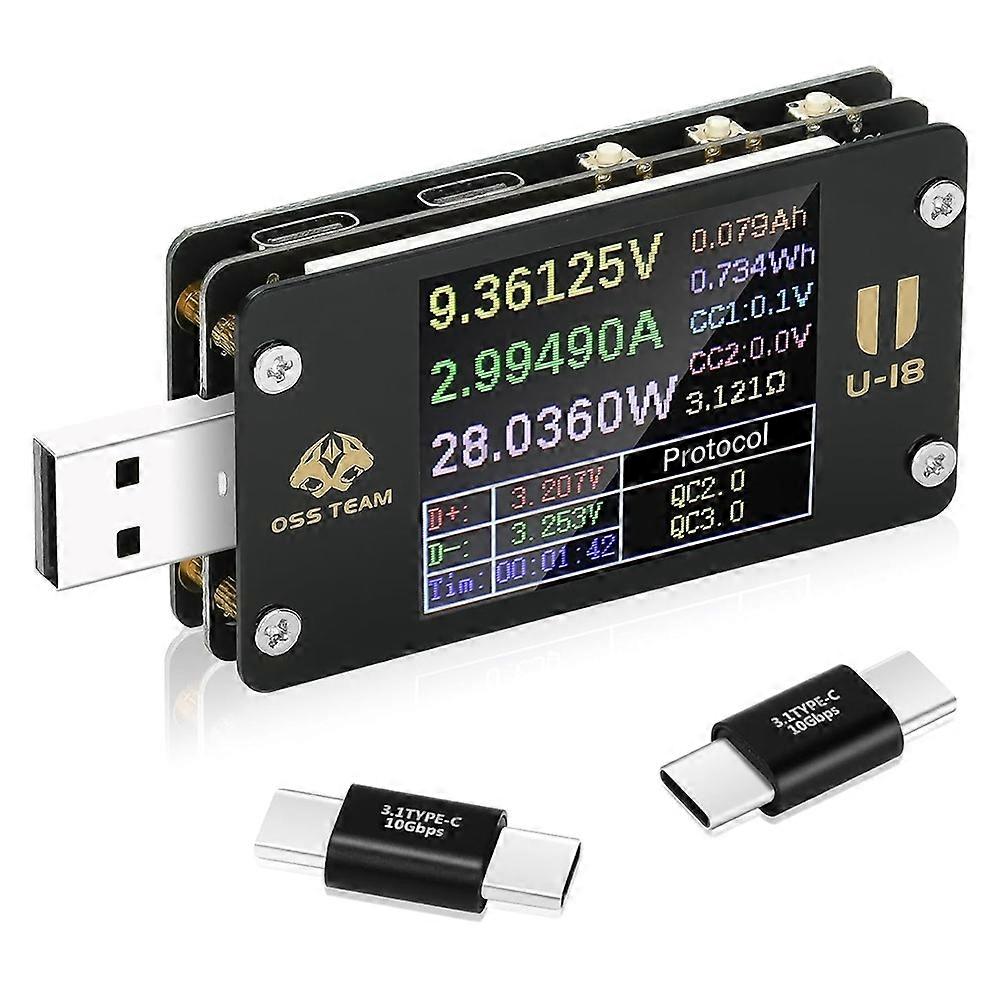 Usb-c Multimeter, Usb-c Leistungstester, 4-25v Dc, 6,5a, 4,5cm (1,77 Zoll) Multifunktionsdisplay.