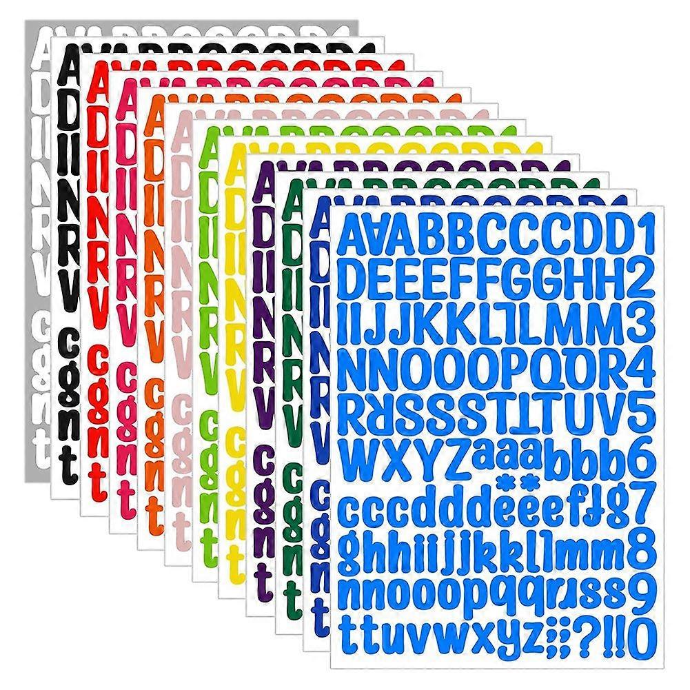 Vinyl-buchstabenaufkleber – 1512 Mehrfarbige Alphabet-aufkleber Für Scrapbooking, Briefkastennummern, 2,5 Cm Hoch, 12 Bögen