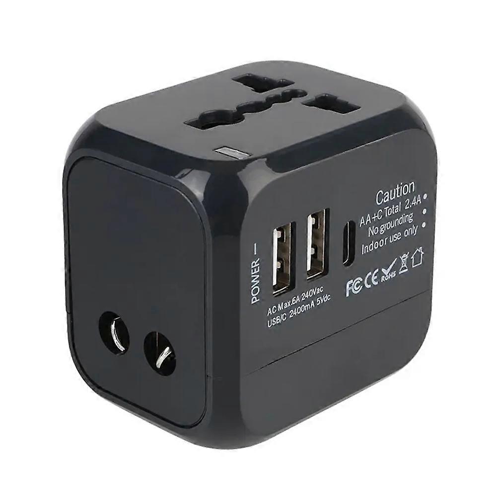 Universelles, Wandmontiertes Reiseladegerät Mit Us-, Eu- Und Au-steckern, Zwei Usb-anschlüssen Und Einem Usb-c-anschluss Für Internationale Reisen
