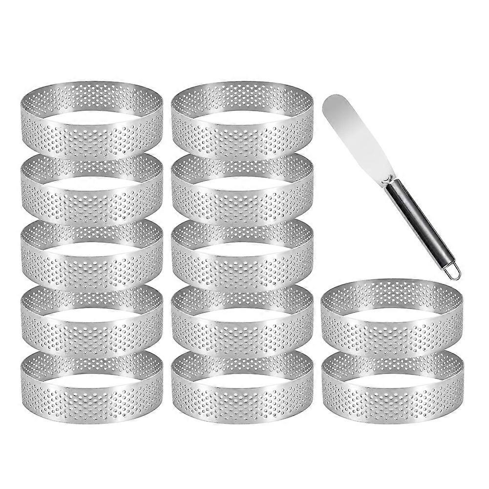 12 Tartelette-förmchen, Perforierte Dessertringe, Kuchenringe Aus Edelstahl, Crumpet-ringe Zur Zubereitung Von Hausgemachten Mousses Und Muffins