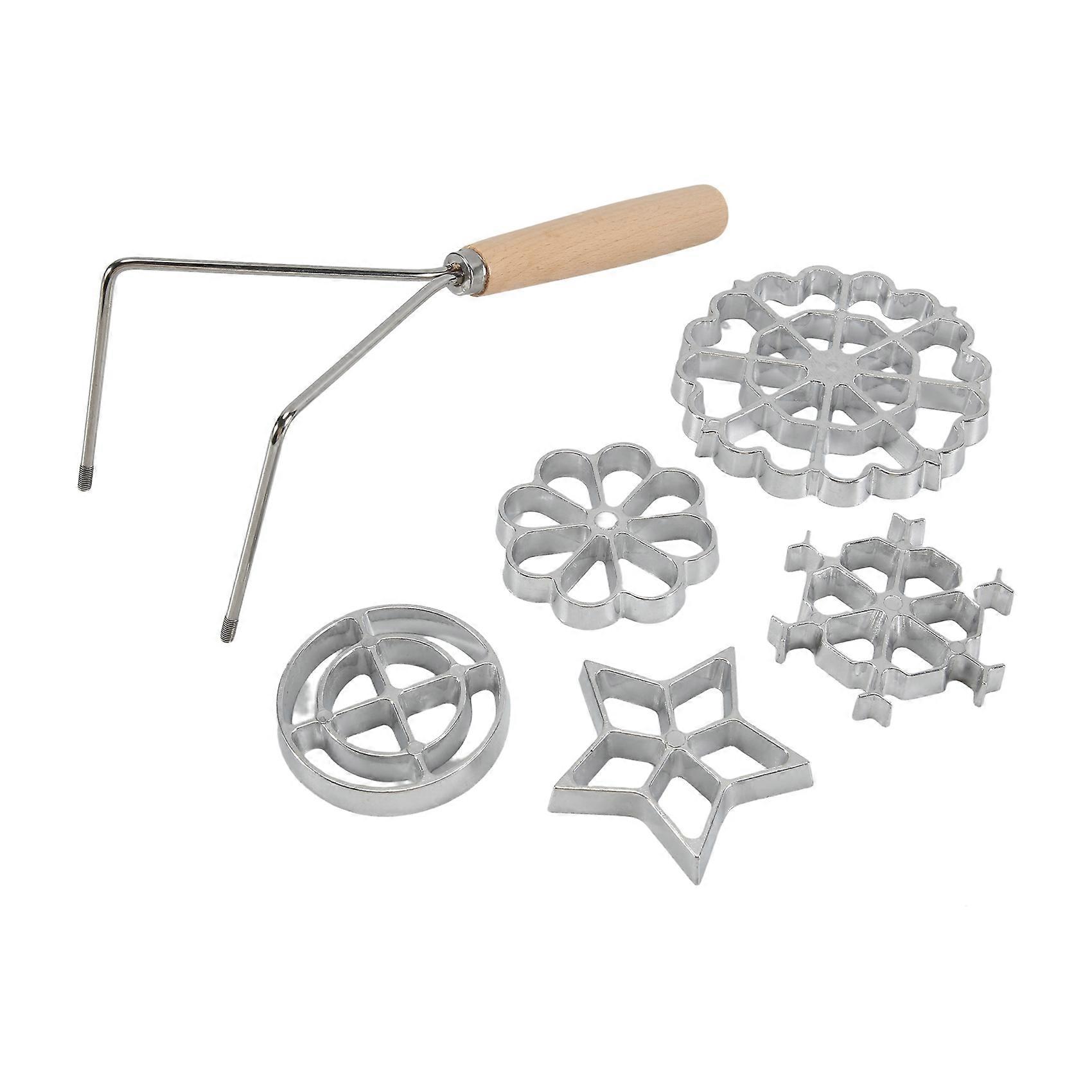 Set Aus 6 Eisernen Rosettenformen Mit Doppelgriff, Formen Für Waffeln, Kuchen Und Kekse.