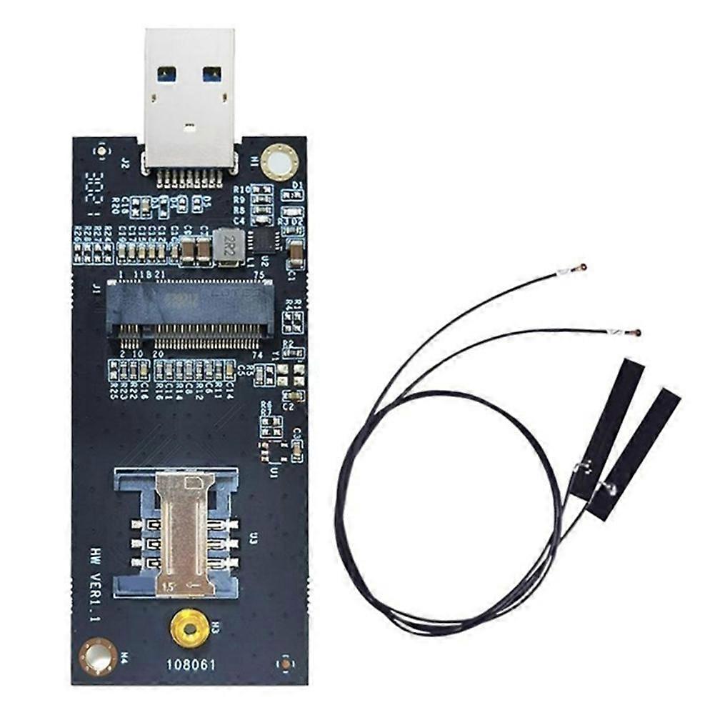 Ngff Key-b Auf Usb 3.0 Adapterkarte + 2 Wan-auf-usb-antennenmodule Mit Sim-kartensteckplatz, Kompatibel Mit 3g/4g/5g-netzwerkkarten