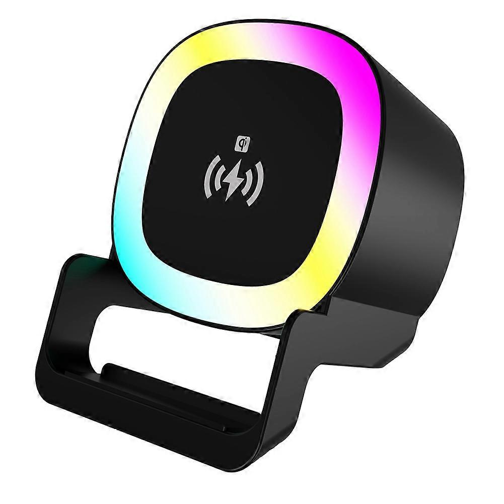 Multifunktionales 4-in-1 Bluetooth-nachtlicht Mit 15-w-schnellladefunktion, Ideal Fürs Schlafzimmer (schwarz).