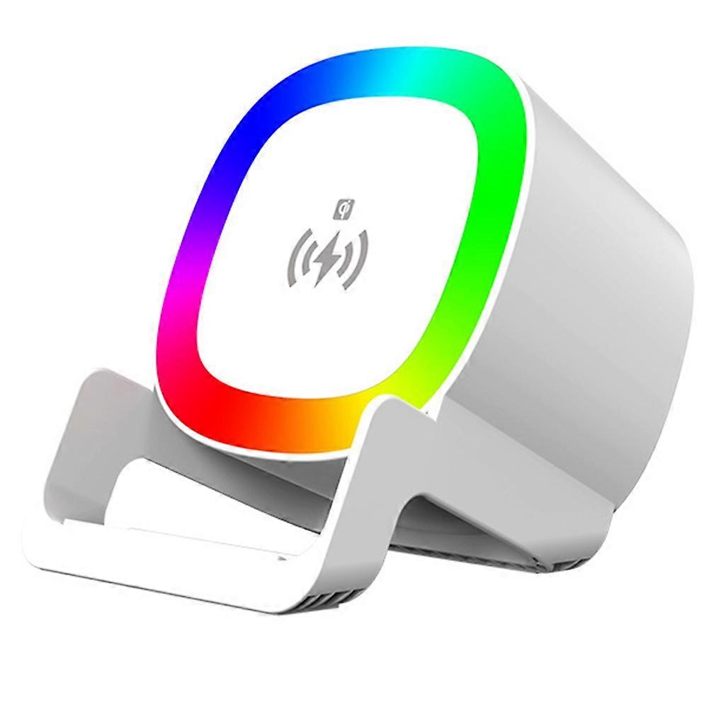 Multifunktionales 4-in-1 Bluetooth-nachtlicht Mit 15-w-schnellladefunktion, Ideal Fürs Schlafzimmer (weiß).