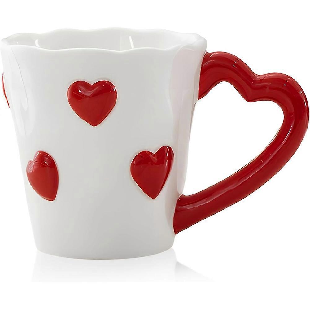 Keramikbecher – 250 Ml (8,5 Oz) – Eleganter Teebecher Mit 3d-herzprägung – Ideal Für Latte Macchiato, Tee, Cappuccino Und Milch – Valentinstag