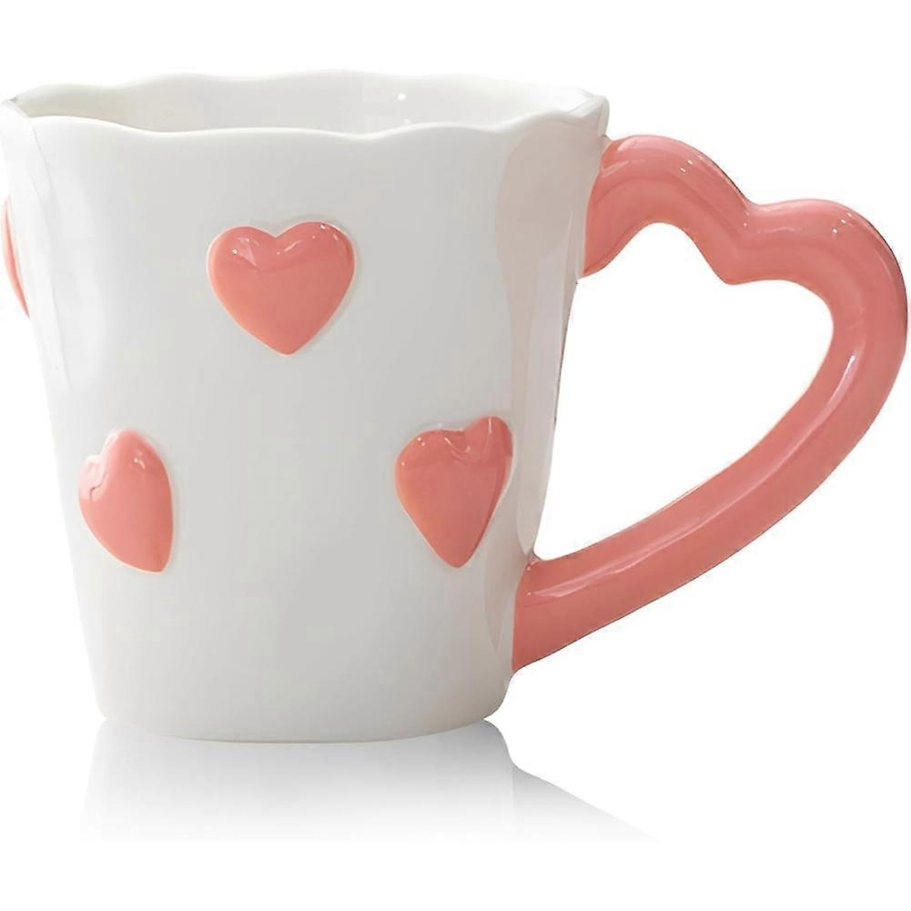 Keramikbecher – 250 Ml (8,5 Oz) – Eleganter, Herzförmiger Teebecher Mit 3d-prägung Für Latte Macchiato, Tee, Cappuccino Und Milchkaffee – Valentinstag
