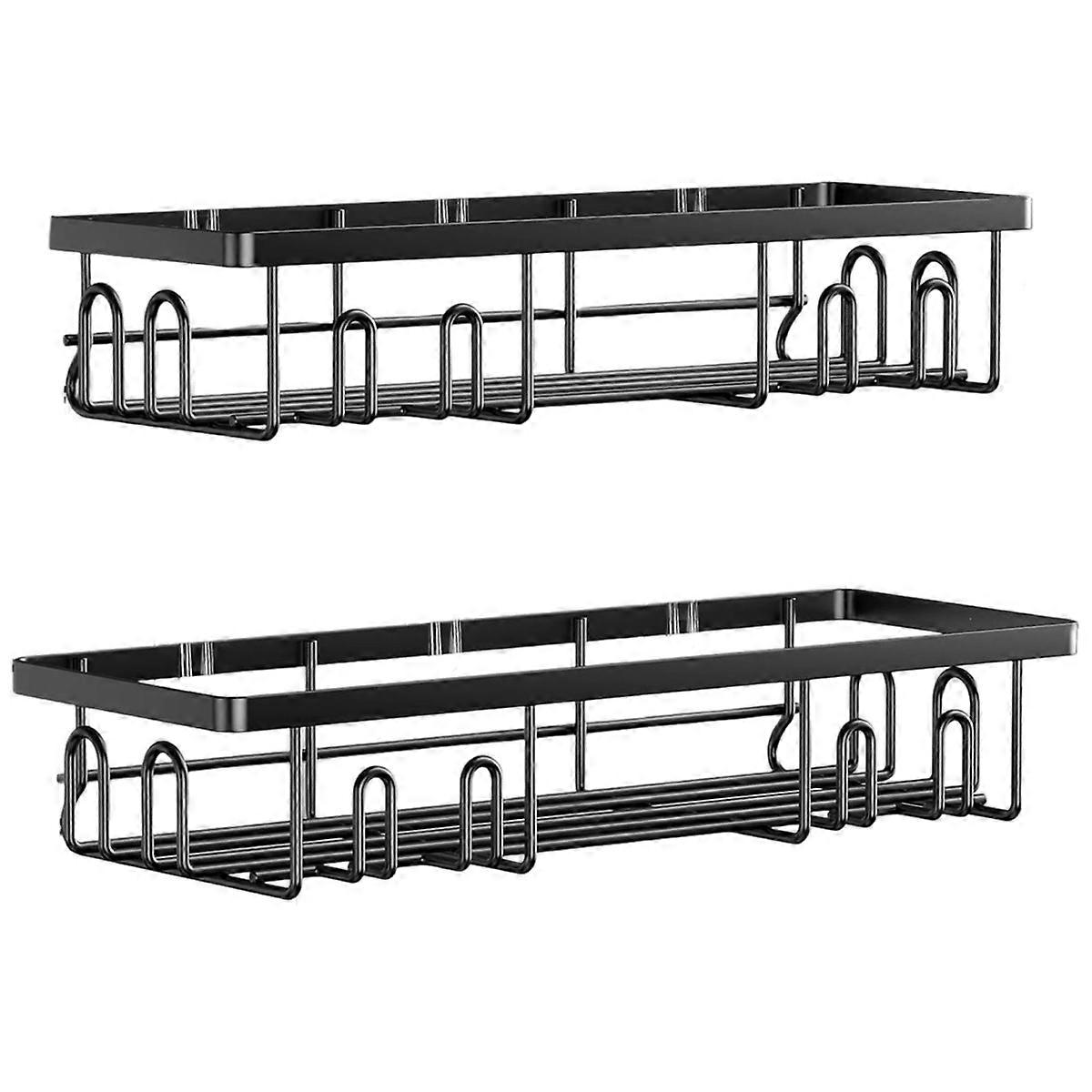 Selbstklebender Duschorganizer, Duschablage Mit 16 Haken, 2er-set, Schwarz