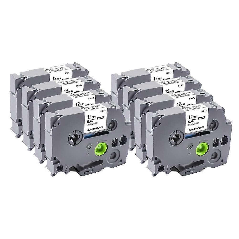 8er-packung Etikettenpapier (schwarz Auf Weiß) Für Die Brother Etikettendrucker Pt-2040, Ptd210 Und Ptd400ad. Kompatibel Mit Den Brother Maker Modellen Pt-2040, Ptd210 Und Ptd400ad.