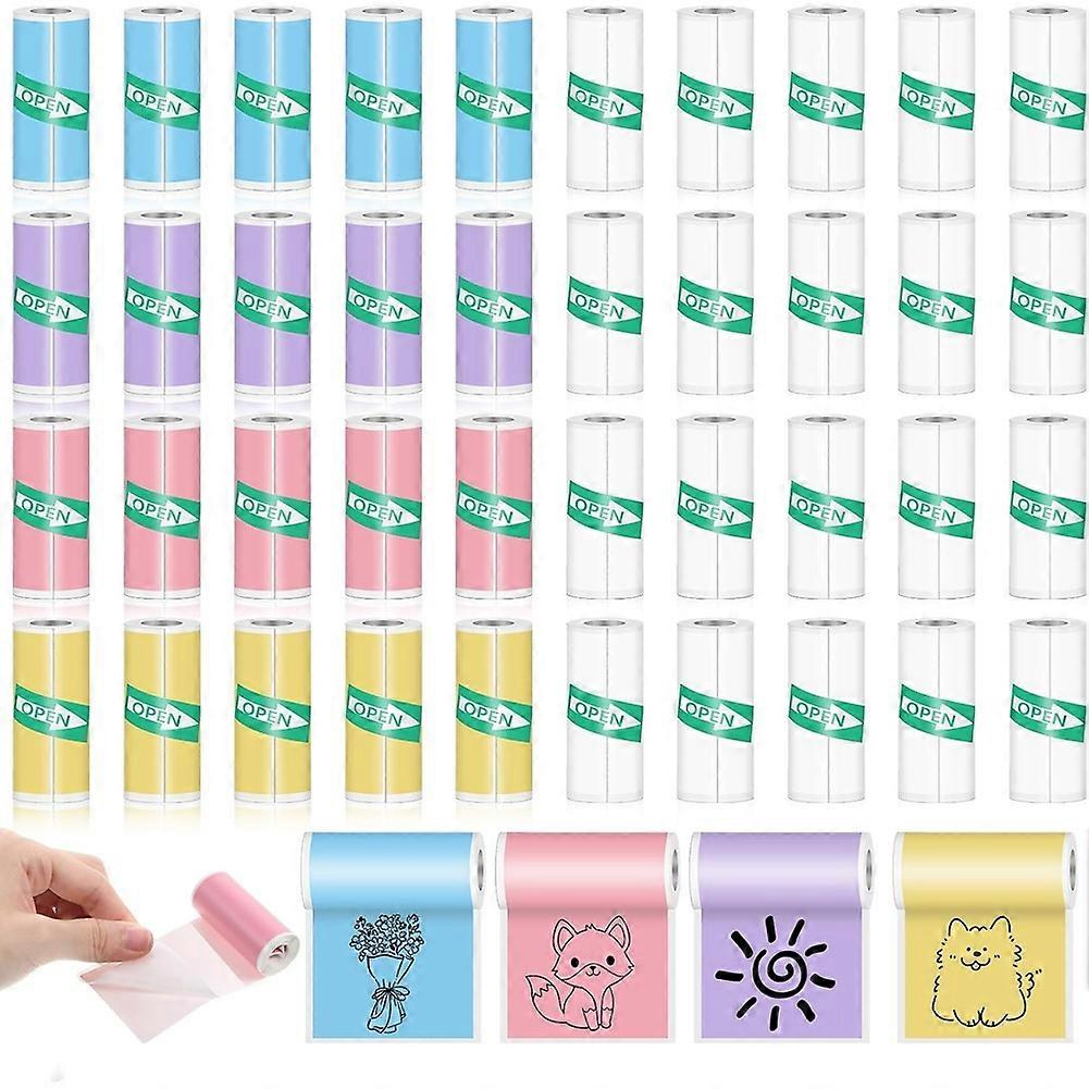 40 Rollen Thermopapier Mit Klebefläche Für Mini-drucker, Selbstklebendes Papier Für Tragbare Thermodrucker Ohne Tintenpatronen