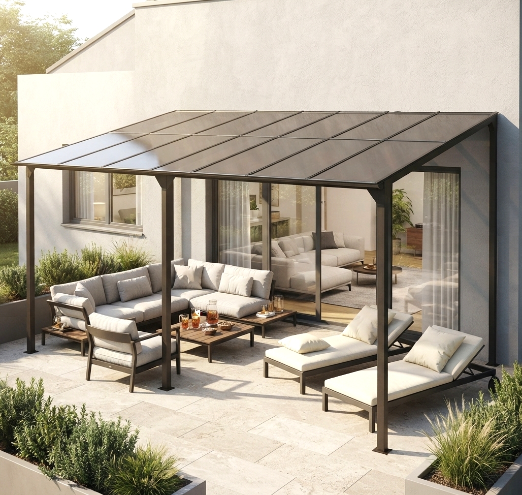 Terrassenüberdachung Terrassendach Komplettset Alu Doppelstegplatten 56860