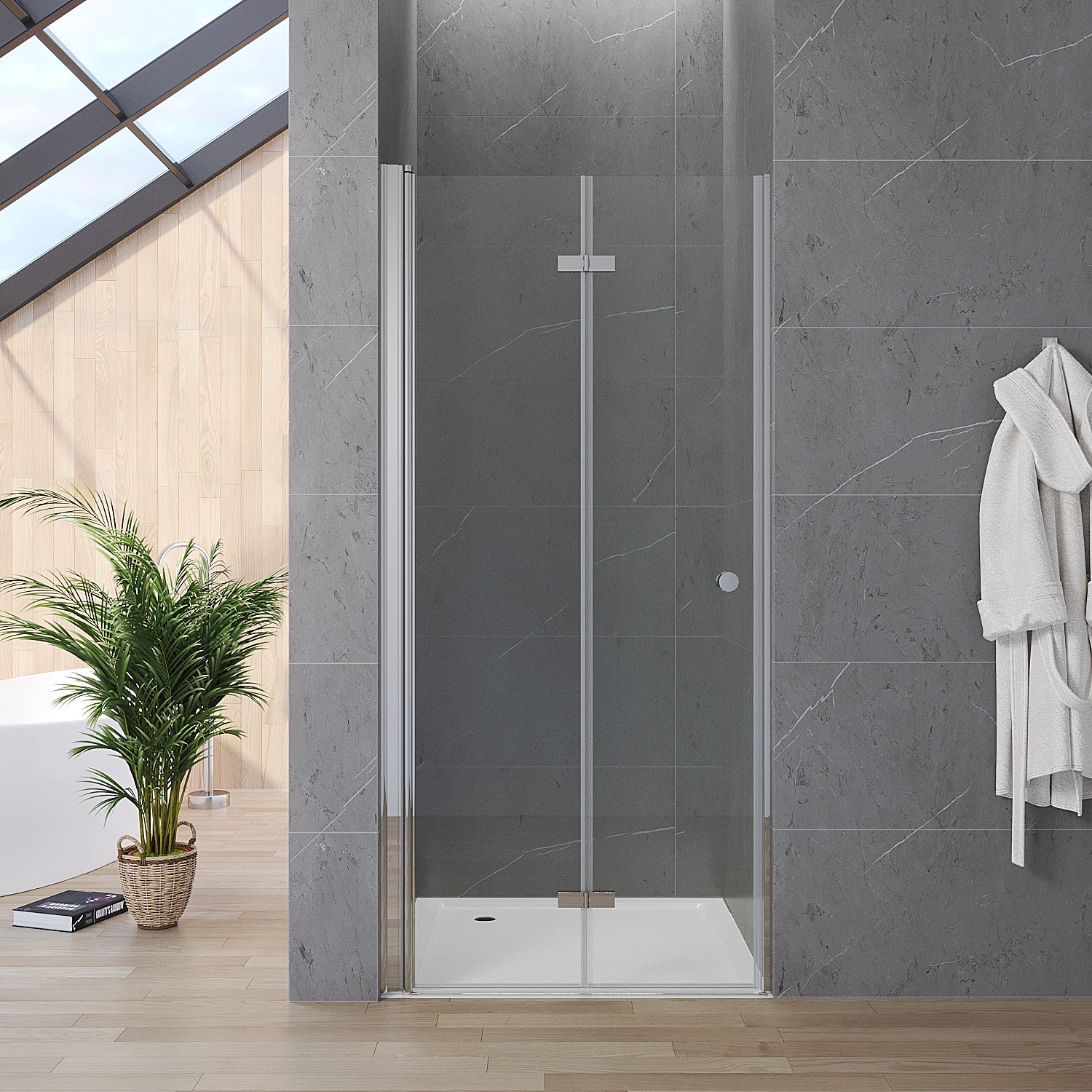 Nischentür Duschkabine Für Nische 85 (83,5-85,5) X 187 Cm Esg-sicherheitsglas 5 Mm Rahmenlos Faltbar Klarglas Duschtür Aqua Lavos