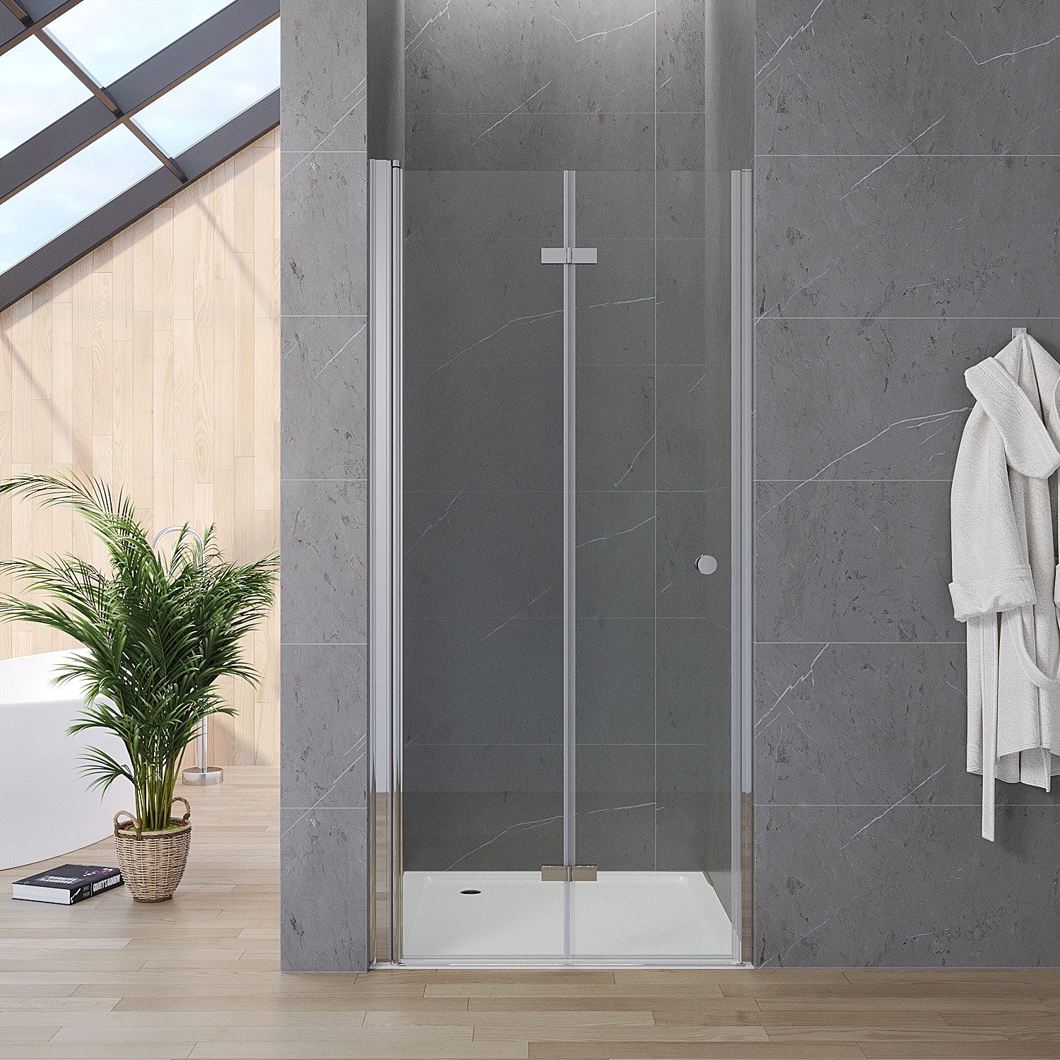 Duschtür Falttür 85x187 Cm Esg-sicherheitsglas 5 Mm Links Und Rechts Montierbar Faltbar Nischentür Duschabtrennung