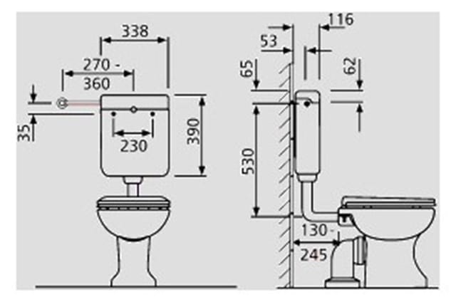 937 WC-Spülkasten weiß, tiefhängend mit Eckventil Spülmenge 6 l, 91.701.01..0000 - Sanit