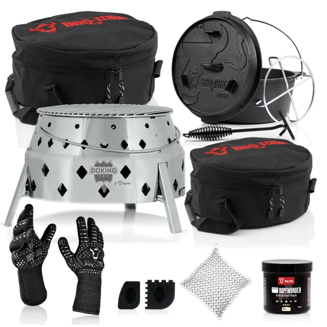 11-teiliges Dutch Oven Set mit Dutch Oven Grill 'doking', 9 qt Dutch Oven und Zubehör - Bbq-toro