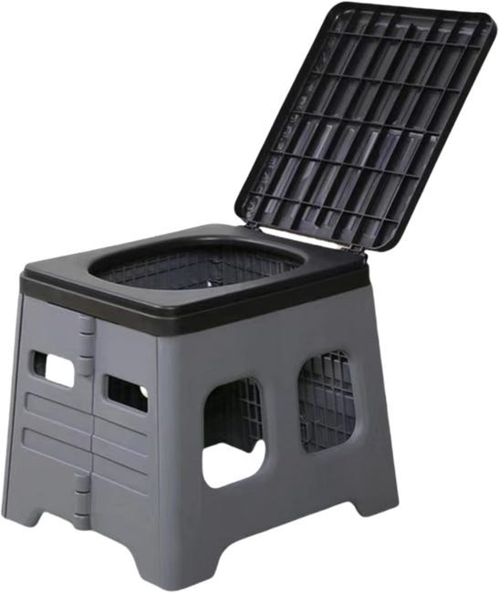 Voyage Extérieur Voiture Wc Portable Avec Couvercle Dissiper Goût Toilette Camping Pliable Wc Portant 150kg Gris
