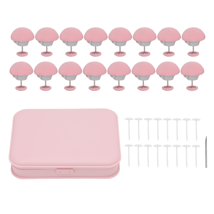 Set 16 Clips Fixatoare Pentru Plapuma, Forma Ciuperca, Roz, Pentru Acasa
