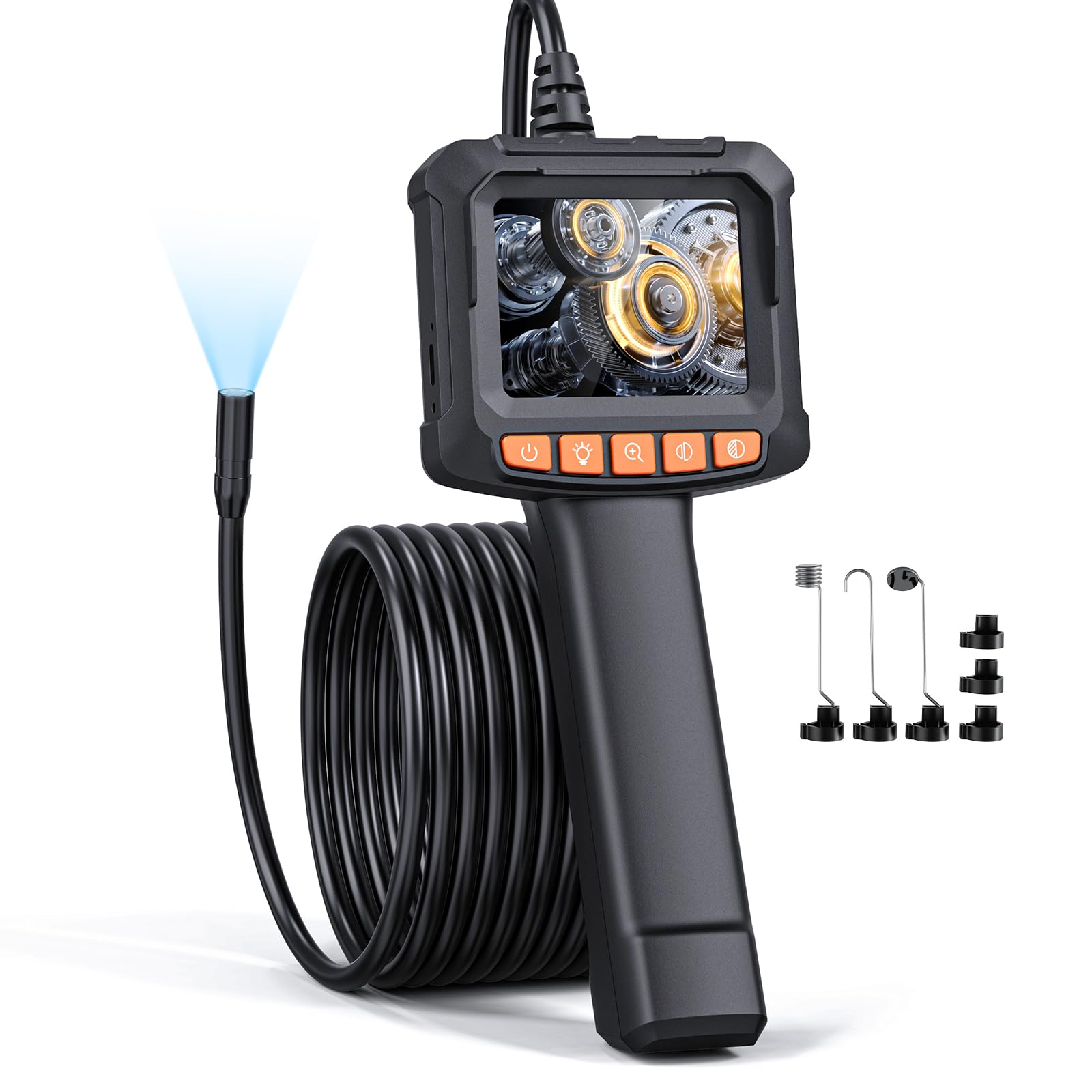 Caméra Endoscopique, 1080p Hd Endoscope Avec Zoom 2x, Ip67 Camera Inspection Canalisation À Étanche Ips De 2,4 Pouces, Câble Semi-rigide De 5m, 8 Led Réglables, Gadgets Pour Hommes