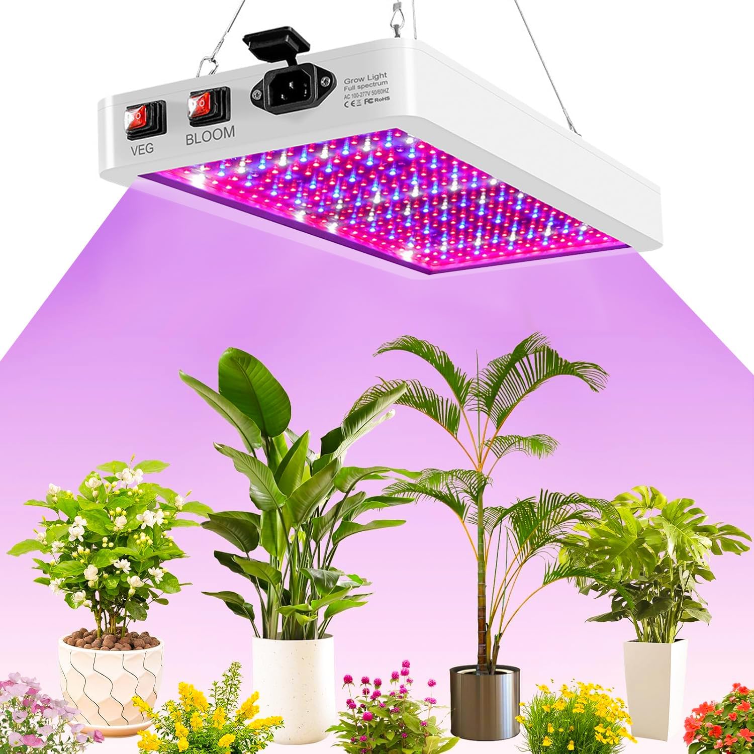 400w Led Élèvent La Lumière Pour Les Plantes D'Intérieur 312 Led Spectre Complet Veg Et Bloom Double Interrupteur Ip65 Étanche Plante Suspendue Élèvent Des Lumières Pour Semis Fleurs Serre