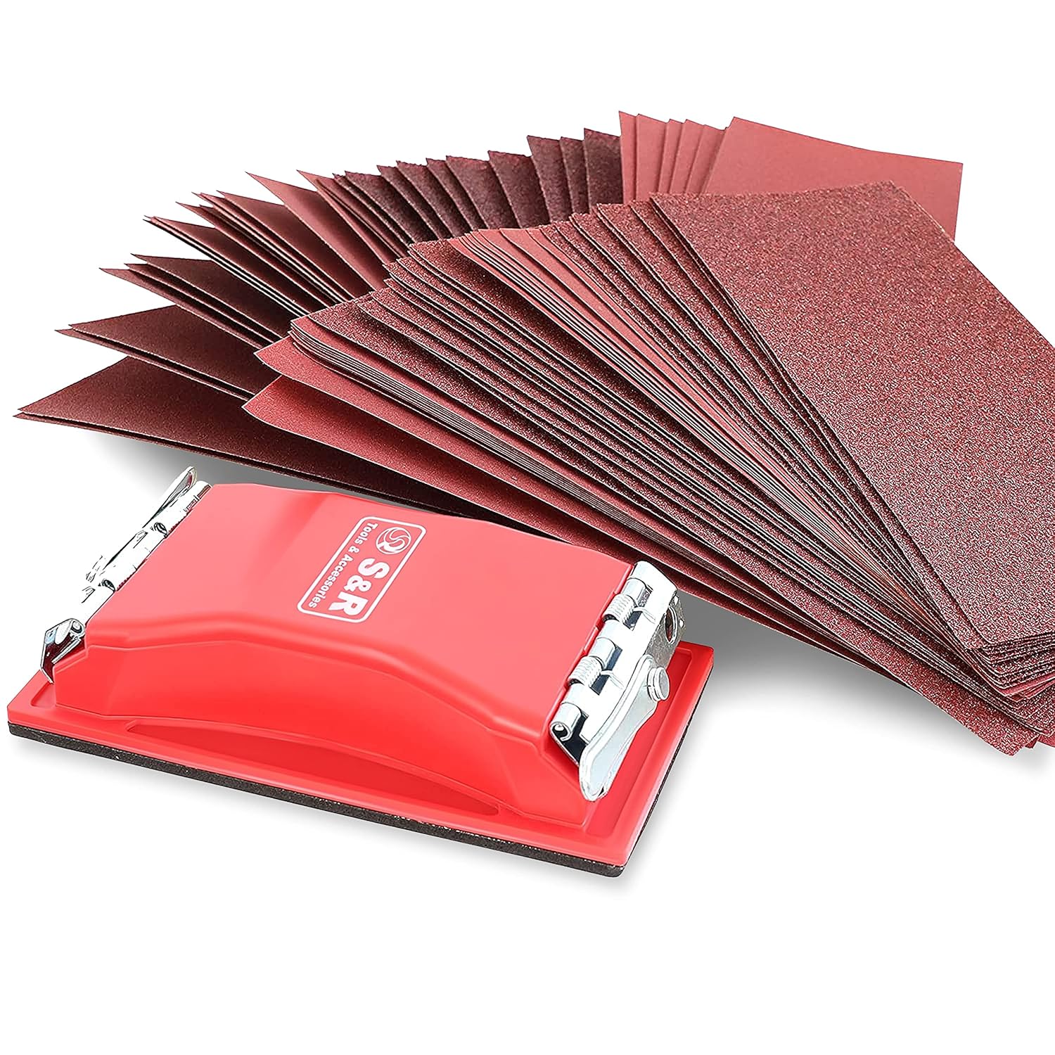Papier A Poncer - 80 Papier De Verre Ponceuse + Bloc De Ponçage 10 Feuilles Abrasives Par Grain : P 40/60 / 80/120 / 180/240