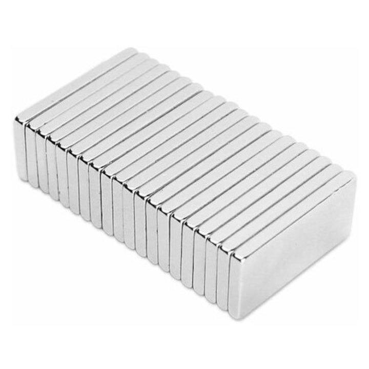 Set 20 Magneti Neodim Puternici 20x10x2mm, Pentru Bricolaj Si Industrie