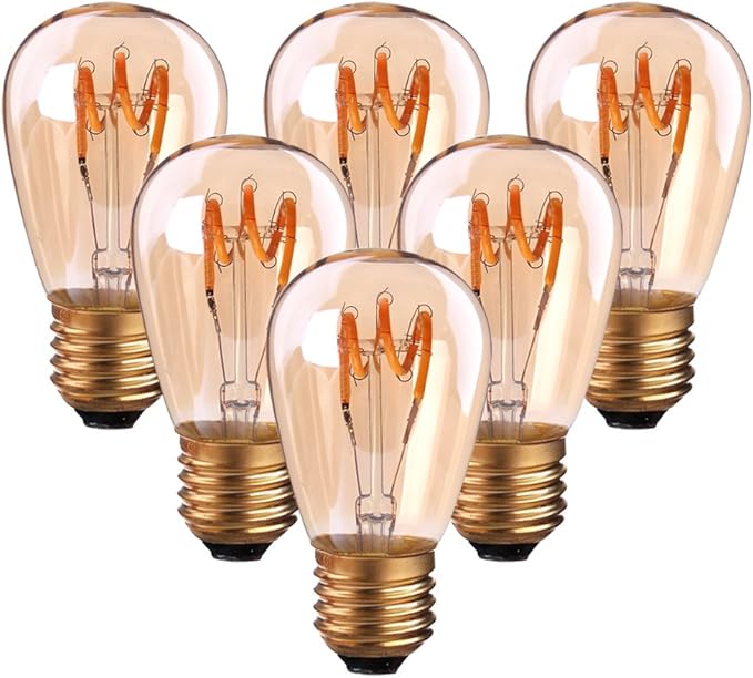 Lot De 6 Ampoules Led E27 Vintage À Filament Spirale St45/s14 3 W Lumière Ambrée Non Dimmable 2200 K Blanc Très Chaud 150 Lm Équivalent À 25w Ampoule Incandescente, Rétro Antique Lampe Décorative [cla