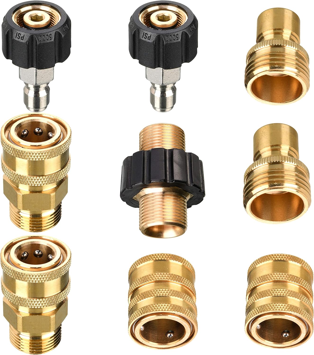 Lot De 9 Adaptateurs Pour Nettoyeur Haute Pression M22 Vers 3/8", Raccord Rapide De 1,9 Cm, Adaptateur De Tuyau Mâle M22