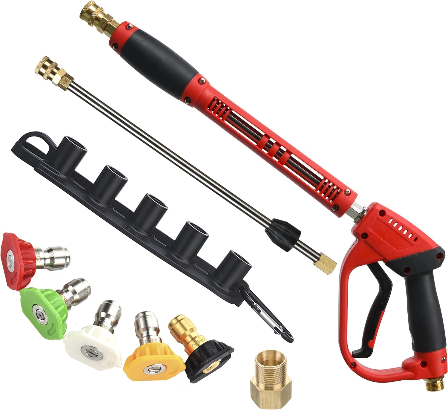 Pistolet De Nettoyage Haute Pression Avec Rallonge De Rechange, 5 Embouts De Buse, Raccord M22, 101,6 Cm, 5 000 Psi