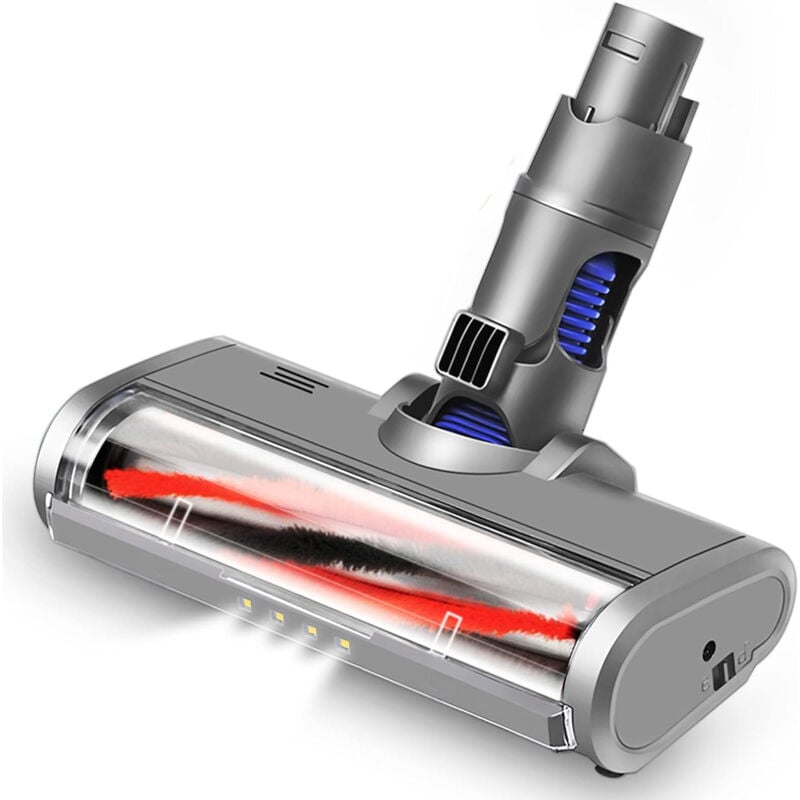 Brosse Rotative Motorisée Électrique Turbo Compatible Pour Dyson V6 Dc58 Dc59 Dc61 Dc62 Dégagement Rapide Avec Rouleau À Poils Pour Tapis Sol Dur Parquet Carreaux Avec Lumière Led
