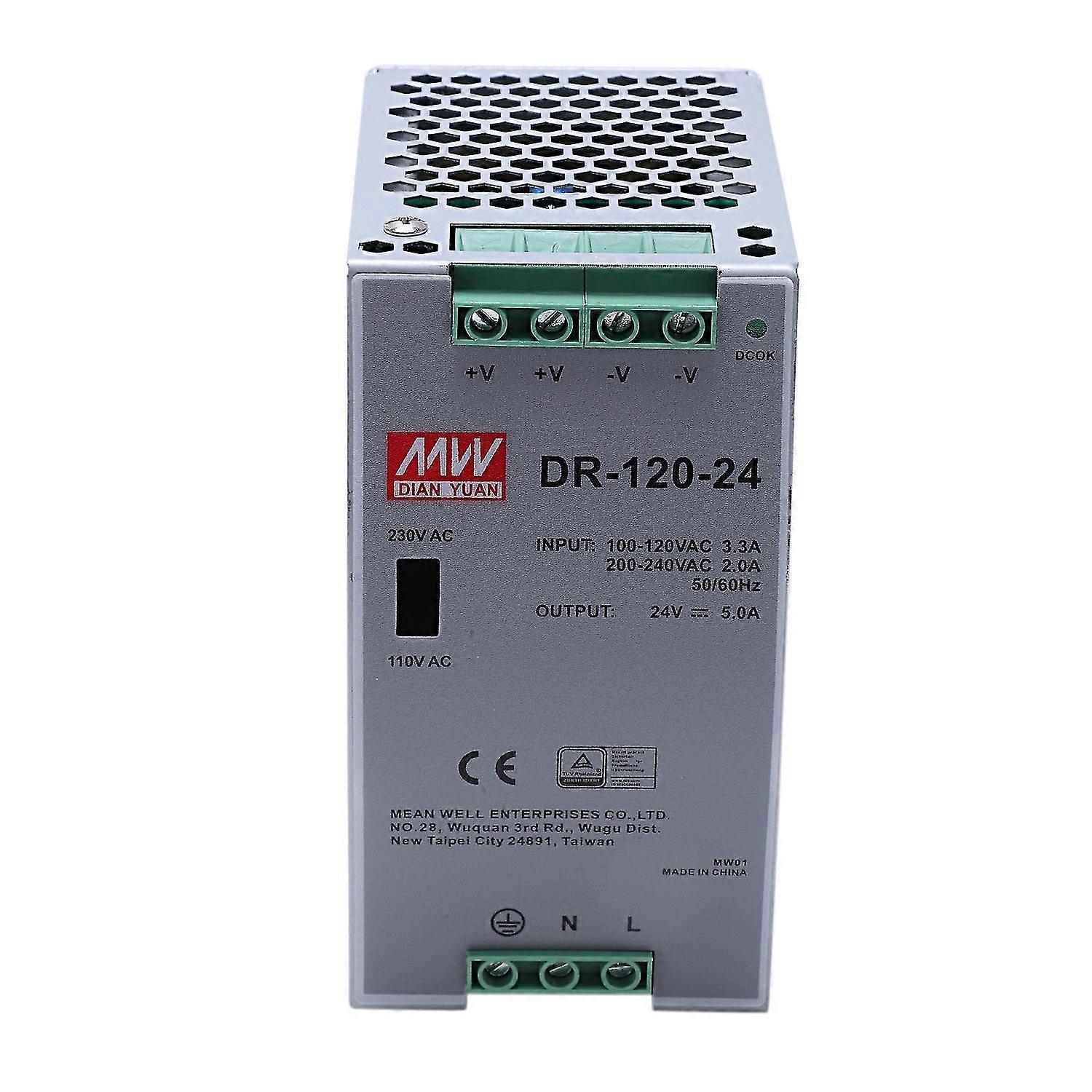 Dr-120-24 Alimentation Industrielle Sur Rail 120 W, 24 V, 5 A, Avec Interrupteur À Découpage