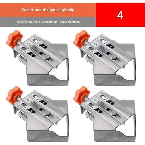 Équerre De Serrage 90° Fermée Pince Menuiserie Acier Inoxydable Serre Joint Angle Droit Outil Assemblage Cadre Bois Fixation Précise 4 Pièces Argent