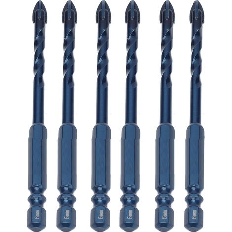 10 Mèches En Carbure De Tungstène Pour Céramique, Marbre, Verre, Tige Hexagonale 1/4", Bleu Foncé, 6mm