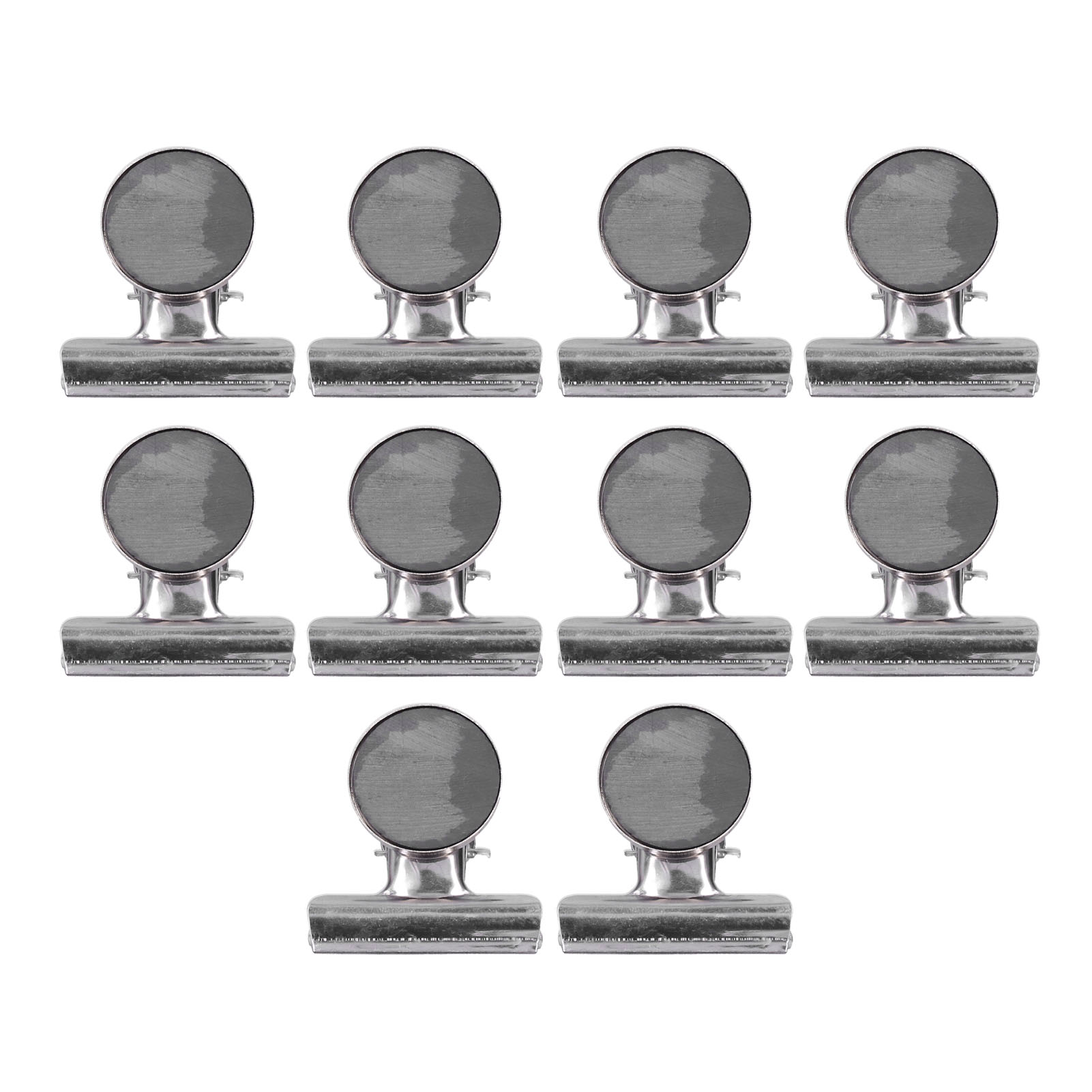 10 Pièces Pinces Aimantées En Acier Inoxydable Nickelé, Ensemble De Fixation Magnétique Rond Argenté