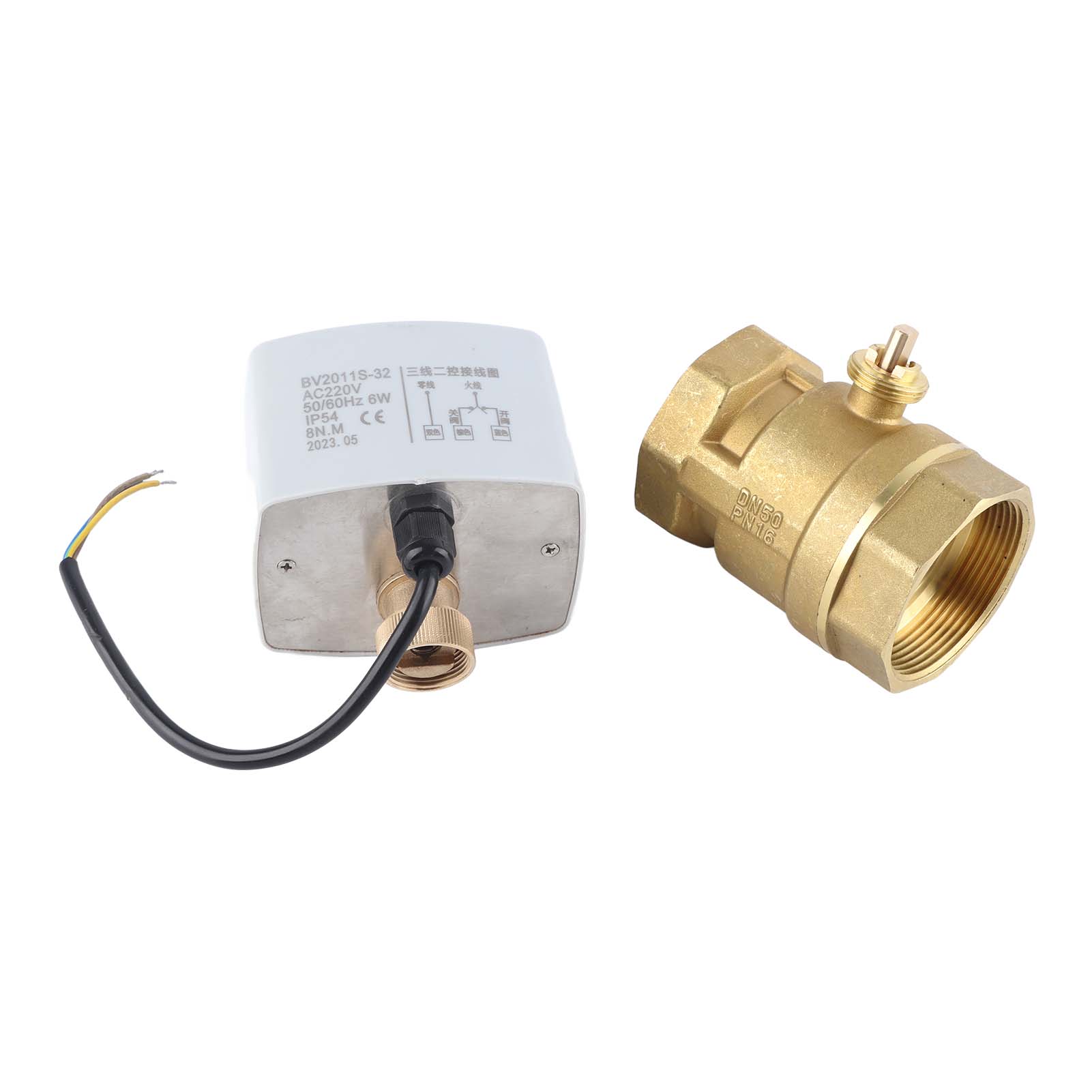 Vanne À Bille Motorisée 2 Pouces Dn50, Laiton, 220v Ac, 2 Voies 3 Fils Pour Automatisation Industrielle