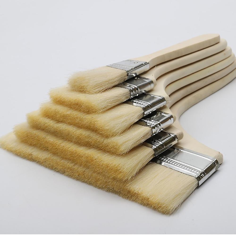 6-piece Paint Brush Set, Long Handle Flat Paint Brush For Painting, Staining, Barbecue (6 Sizes)