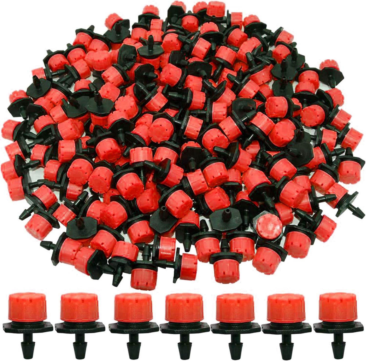 200 Têtes D'Arrosage Goutte À Goutte Réglables De 6,35 Mm (1/4 Pouce) (rouges), Dispositif Anti-obstruction, Accessoires De Jardin (rouges)