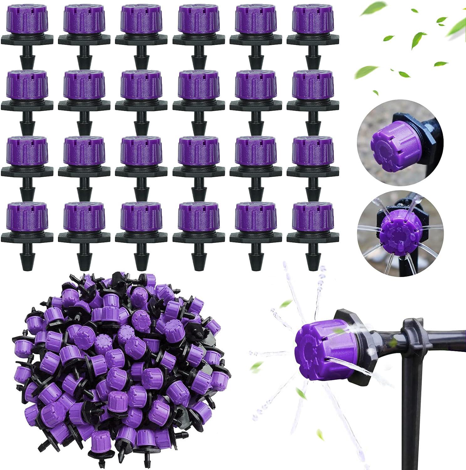 200 Têtes D'Arrosage Réglables De 6,35 Mm (1/4 Pouce) Pour Système D'Irrigation Goutte À Goutte (violet), Dispositif Anti-obstruction, Fournitures De Jardin (rouge).
